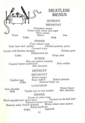 "Meatless Meals" 1931 ADAMS, Jean Prescott
