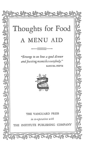 "Thoughts For Food: A Menu Aid" 1941