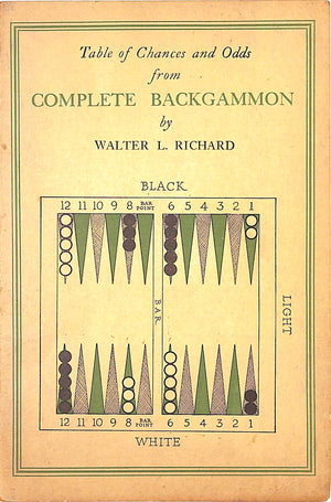 "Complete Backgammon" 1931 RICHARD, Walter L.