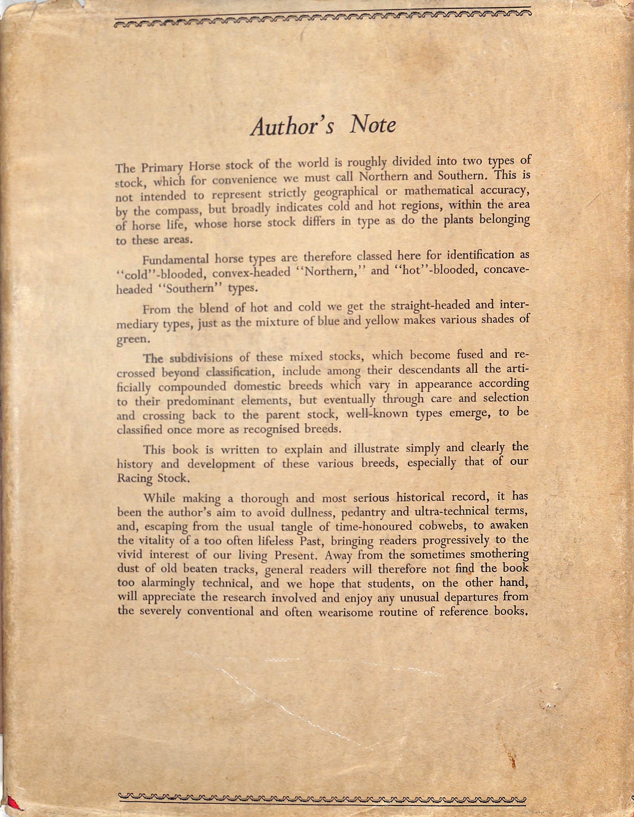 "Thoroughbred Racing Stock And Its Ancestors : The Authentic Origin Of Pure Blood" 1938 WENTWORTH, Lady (SOLD)