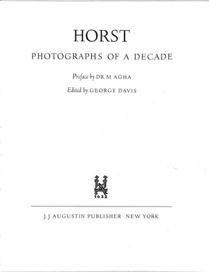 "Horst: Photographs Of A Decade" 1944 DAVIS, George [edited by]