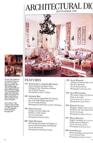Architectural Digest: Interior Designers' Own Homes September 1998