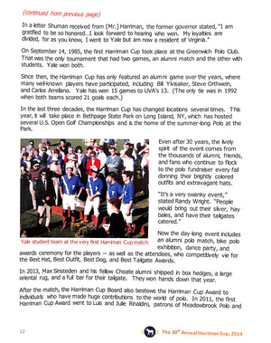 "The Harriman Cup 30 Years Yale vs UVA Bethpage Polo At The Park 1984-2014" (SOLD)