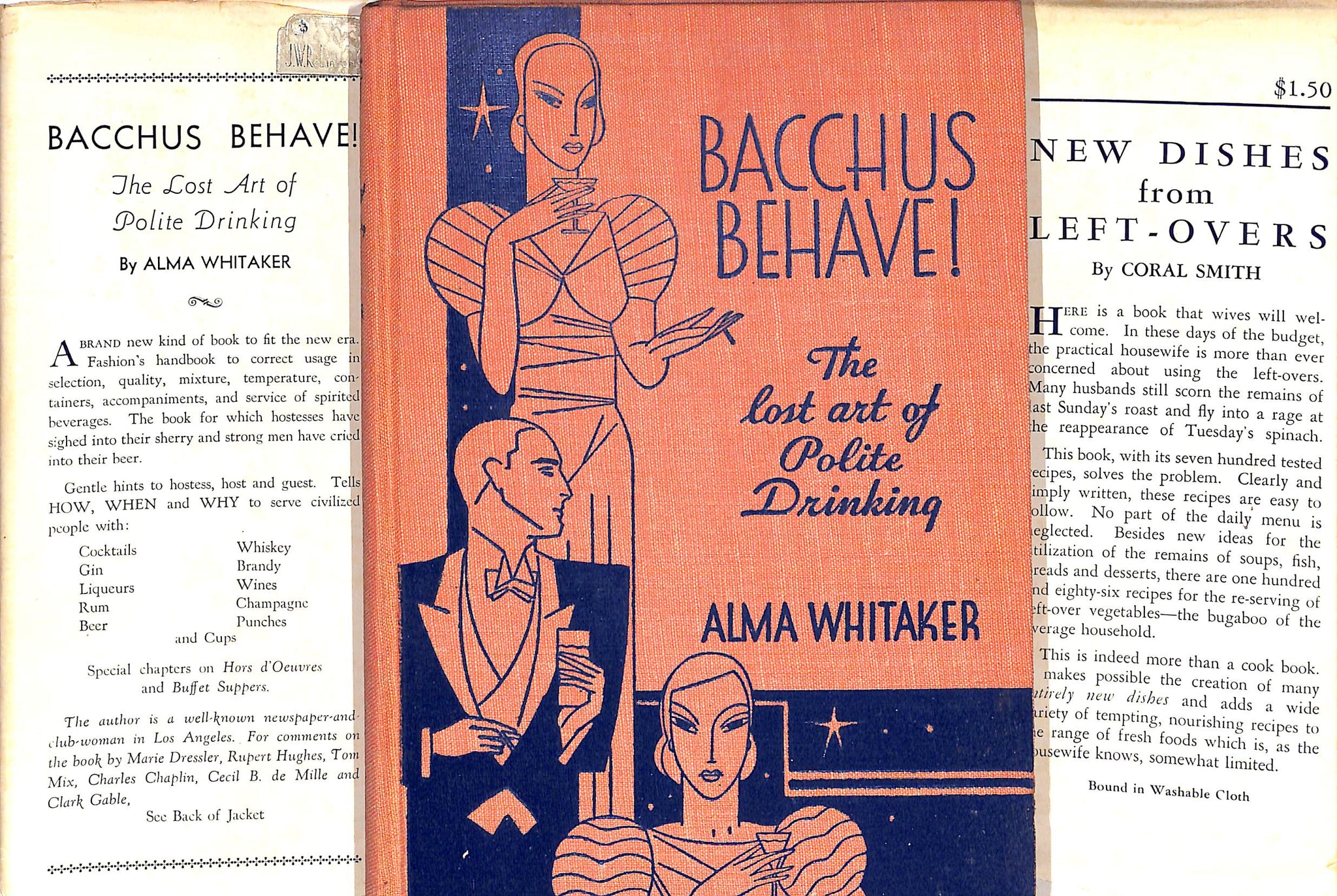 "Bacchus Behave! The Lost Art Of Polite Drinking" 1933 WHITAKER, Alma (INSCRIBED)