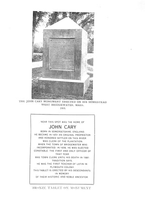 "John Cary The Plymouth Pilgrim" 1911 CARY, Seth C.