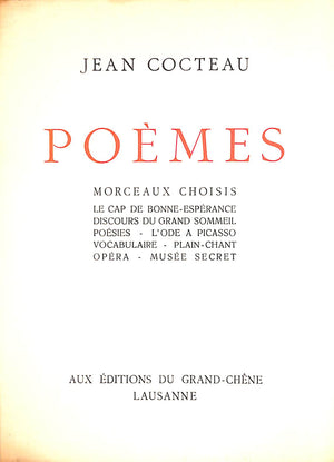 "Poemes Morceaux Choisis" 1945 COCTEAU, Jean