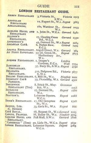 "London Restaurants" 1924 "Diner-Out."