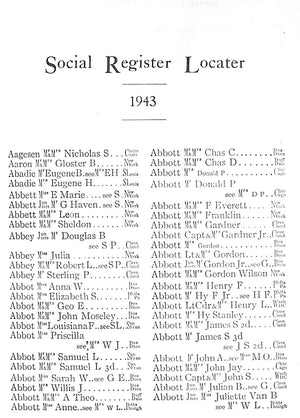 Social Register Locater 1943