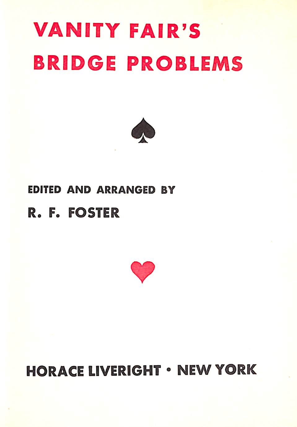 "Vanity Fair's Bridge Problems" 1932 FOSTER, R.F. [edited and arranged by]
