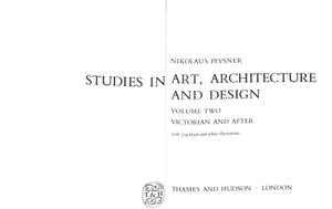 "Studies In Art, Architecture And Design" 1968 PEVSNER, Nikolaus