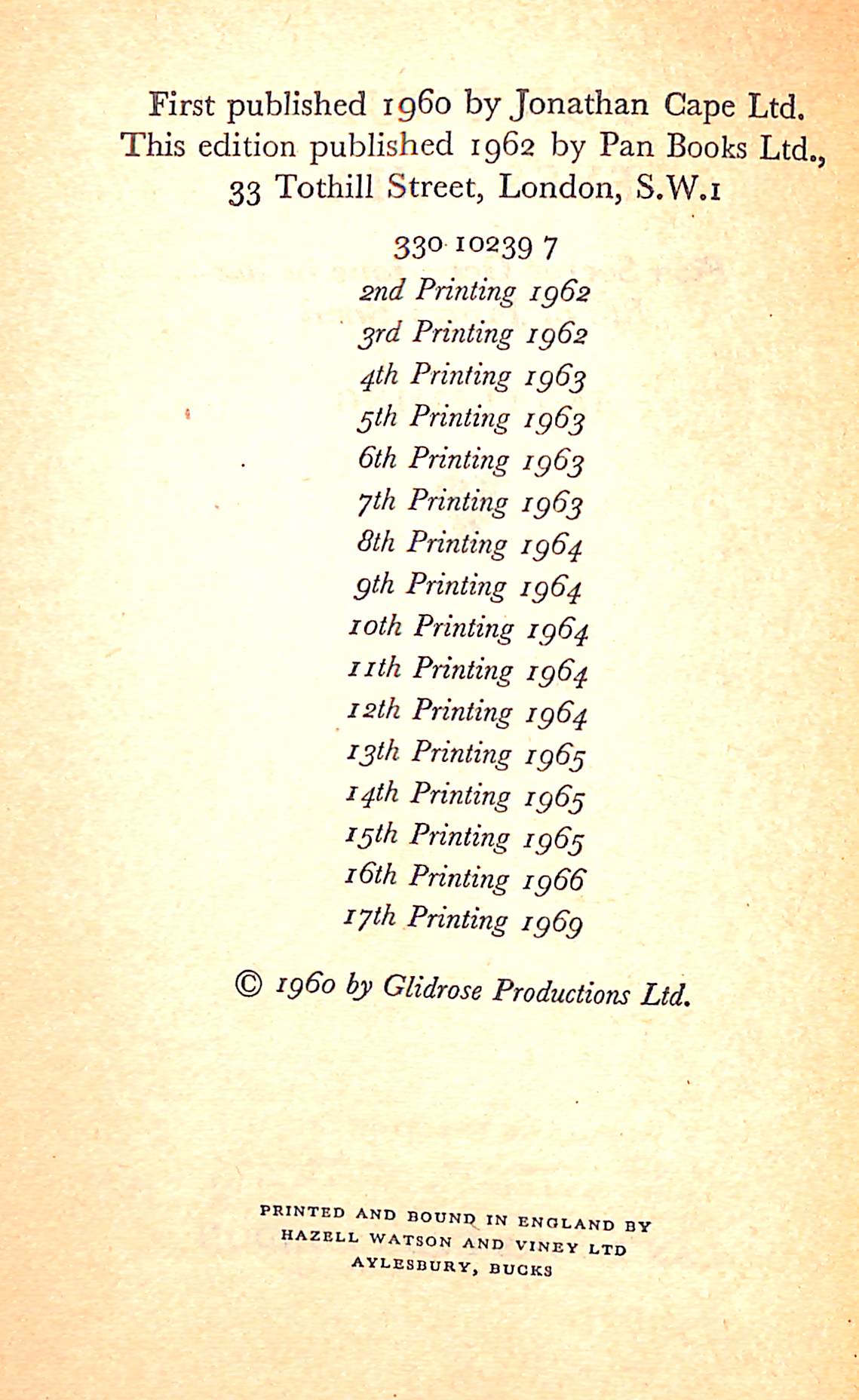 "For Your Eyes Only" 1969 FLEMING, Ian