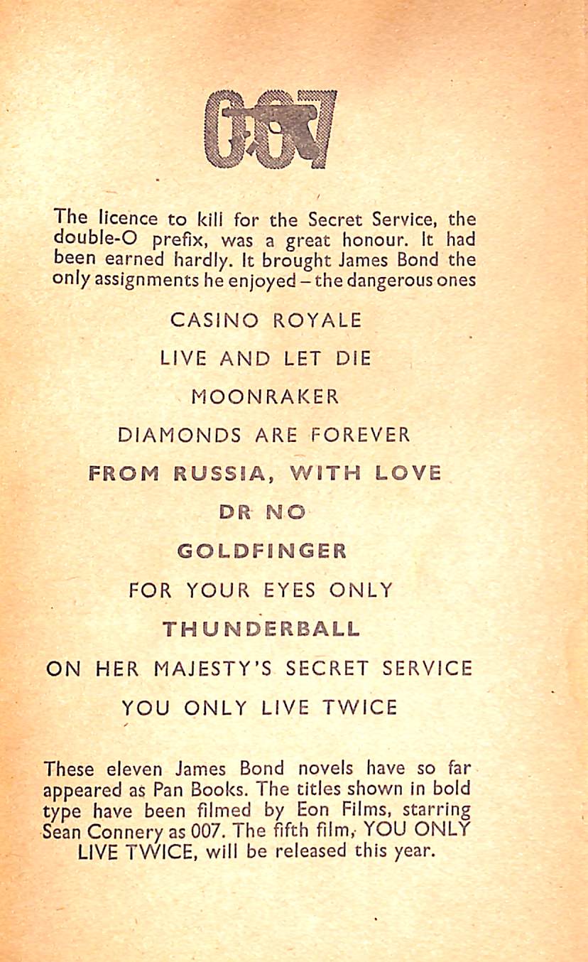 "You Only Live Twice" 1966 FLEMING Ian