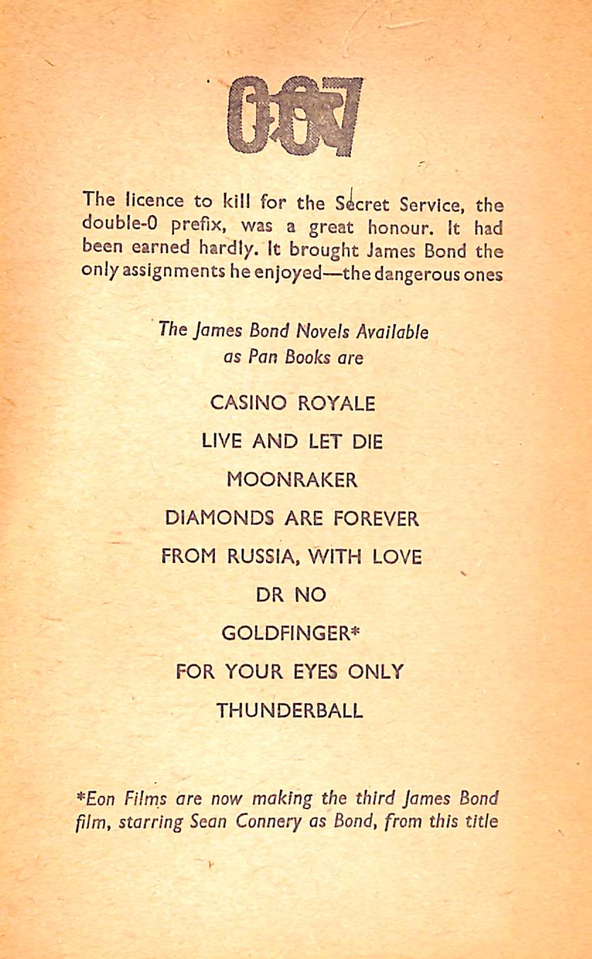"For Your Eyes Only" 1964 FLEMING, Ian