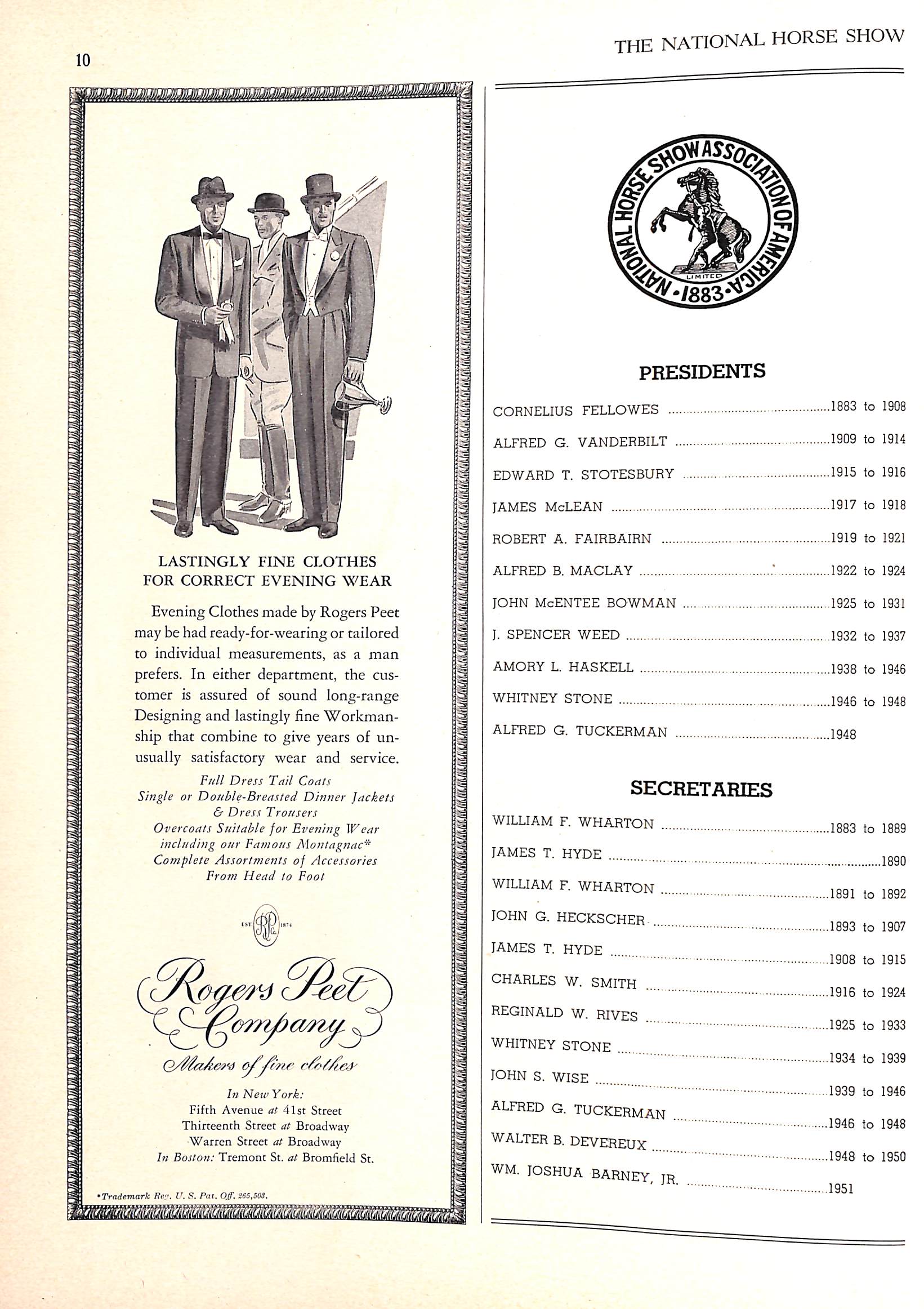 The National Horse Show: Sixty-Ninth Year - November 4-11, 1952