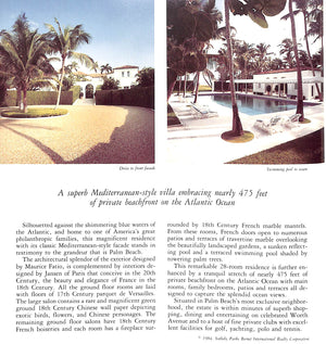 "Classic Palm Beach Estate: Palm Beach, Florida Prospectus" 1984 Sotheby Parke Bernet