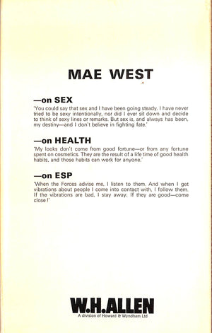 "Mae West On Sex, Health And ESP" 1975 WEST, Mae (SOLD)