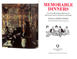 "Memorable Dinners" 1991 NIMMO, Derek [edited by]