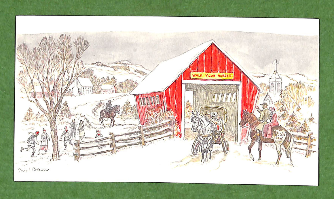 "Paul Brown x Brooks Brothers Hand-Colored Christmas 'Walk Your Horses' Artist's Proof Card"