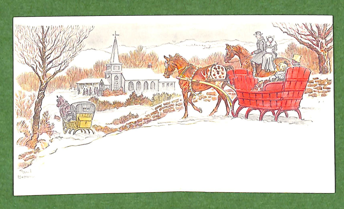 "Paul Brown x Brooks Brothers Hand-Colored 'Christmas Sleigh' Artist's Proof Card"