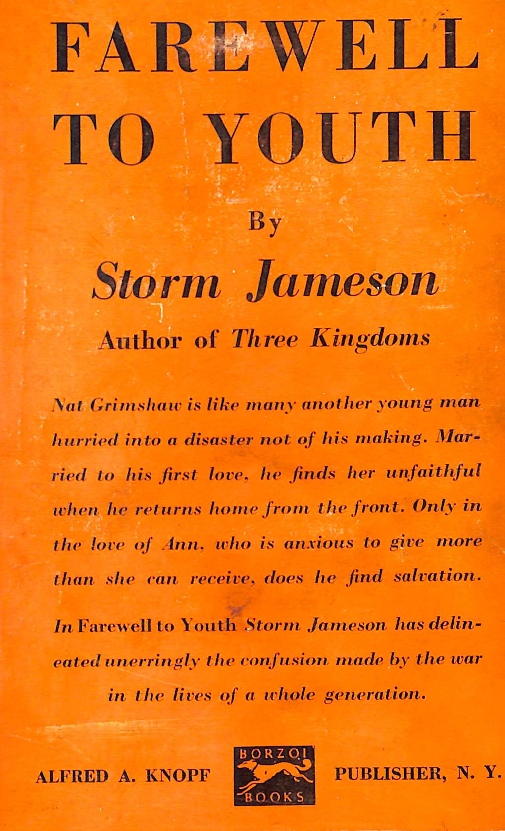 "Farewell To Youth" 1928 JAMESON, Storm