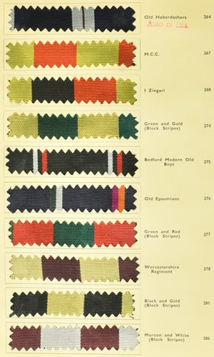 "Regimental Club & Old Boys' Colours" 1959 Welch, Margetson Tie Swatch Catalogue (SOLD)
