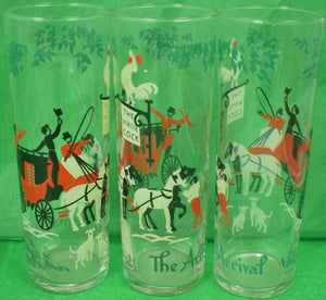 "Set of 6 The White Cock Stage Coach Inn Highball c1950s Glasses"