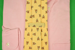 "Polo by Ralph Lauren 65% Silk/ 35% Wool Yellow Fox Mask Tie" (New w/o Tag) (SOLD)