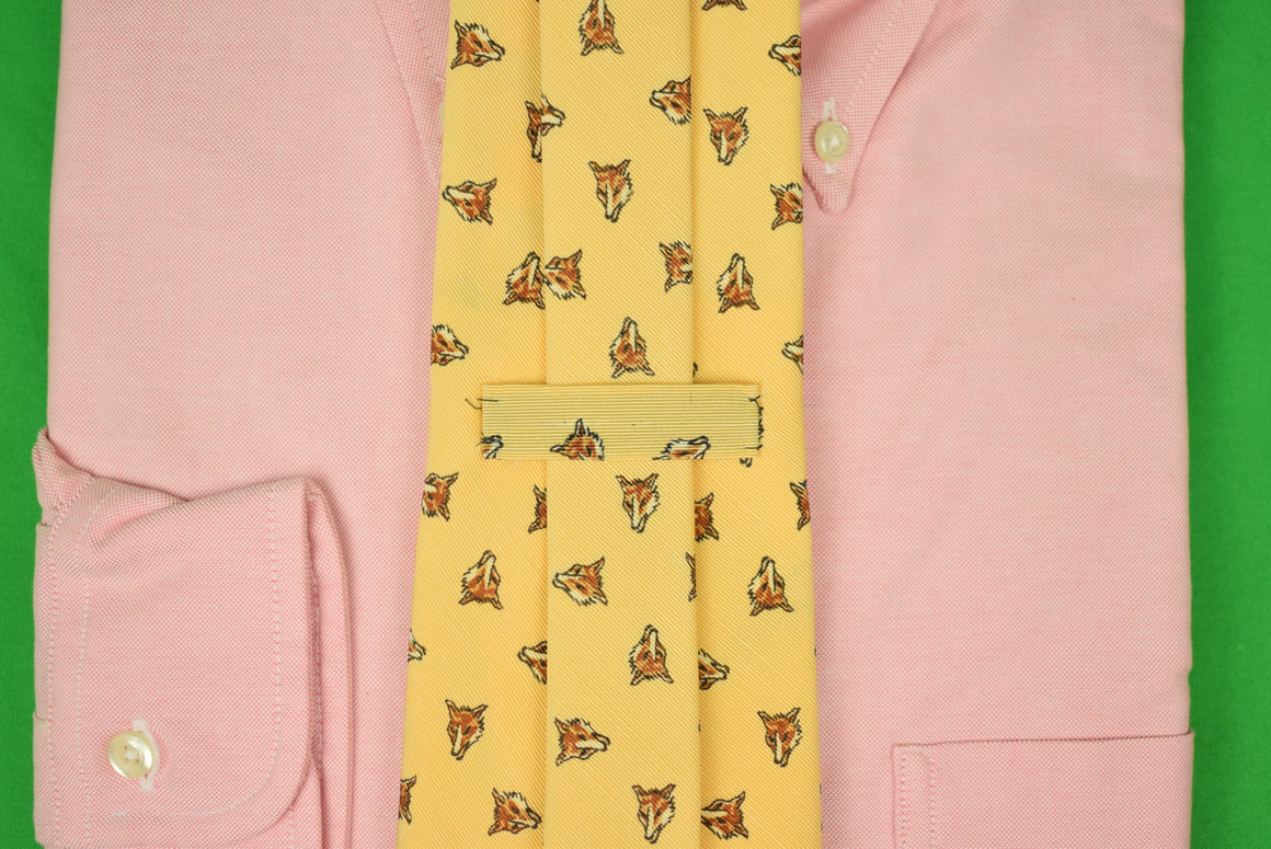 "Polo by Ralph Lauren 65% Silk/ 35% Wool Yellow Fox Mask Tie" (New w/o Tag) (SOLD)