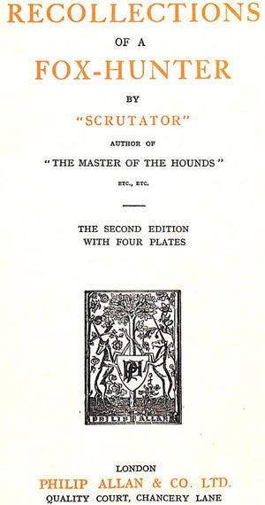 "Recollections of a Fox-Hunter" "SCRUTATOR"