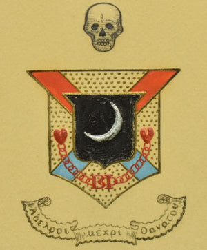 "Hand-Gouache Painted Skull & Moon Armorial Crest"