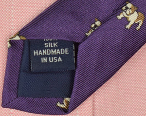 "J. Press Printed Yale Bulldog Purple Silk Tie" (New w/ JP Tag) (SOLD)
