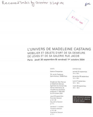 "L'Univers De Madeleine Castaing" 2004 Sotheby's Paris