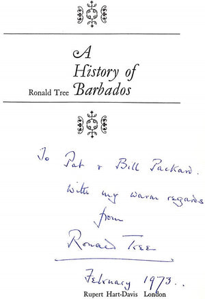 "A History Of Barbados" 1972 TREE, Ronald (INSCRIBED)