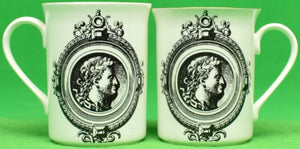 "Pair x Timney-Fowler London Ceramic Mugs w/ Neoclassical Crests" (SOLD)