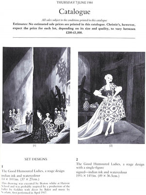 "Cecil Beaton: Stage And Costume Designs, Portraits Fashion Drawings And Landscapes" 1984 Christie's London