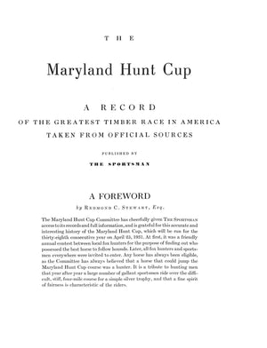 "Maryland Hunt Cup Supplement To The Sportsman 1931"
