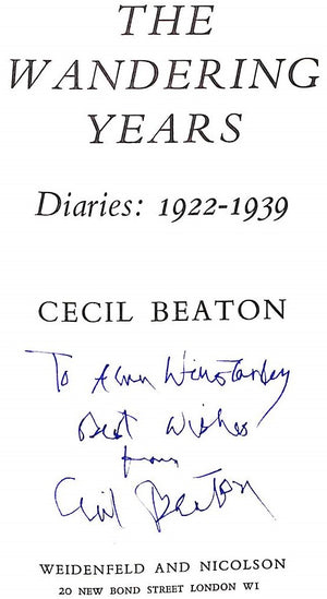"Cecil Beaton's Diaries 1922-1939 The Wandering Years" BEATON, Cecil