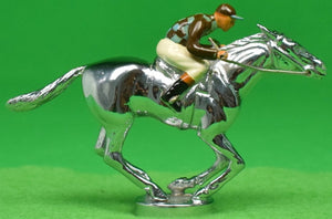 "Lejeune Chrome Race Horse/ Jockey/ w/ Custom Owner's Colours Car Mascot"
