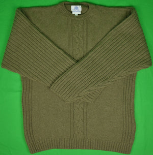 "J. Press Olive 95% Wool/ 5% Cashmere Irish Cable Crewneck Sweater" Sz: L (SOLD)