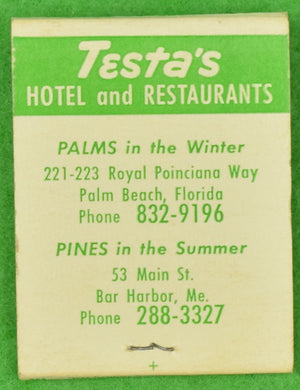 "Testa's Palm Beach Restaurant Matchbook" (NEW)