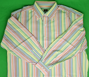 "Maus & Hoffman Palm Beach Solemare 'Fun' Multi-Stripe L/S B/D Sport Shirt" Sz: XL (SOLD)