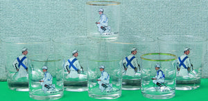 Robert Riger 11pc Hand-Painted Jockey Glassware Set