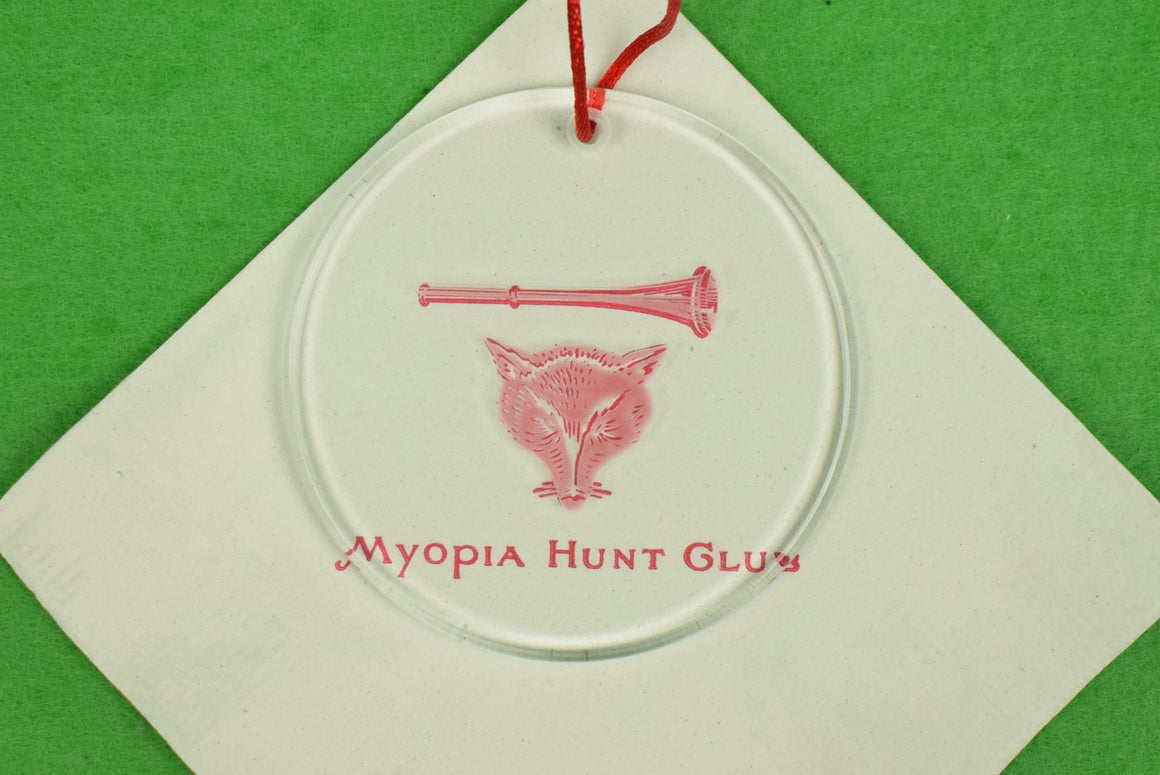"Myopia Hunt Club Fox-Mask Glass Christmas Ornament" (New in Box)
