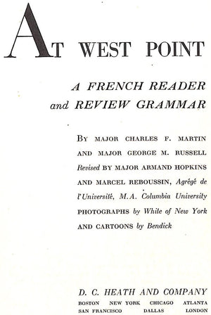 "At West Point: A French Reader And Review Grammar" 1943 MARTIN, Charles F. and RUSSELL, Major George M.