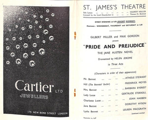 "St James's Theatre Programme For "Pride & Prejudice" 1935 Dramatized by Helen Jerome (SOLD)