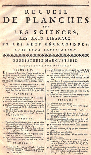 "Recueil de Planches sur Les Sciences Ebenisterie Marqueterie" 1765 BRIASSON, David