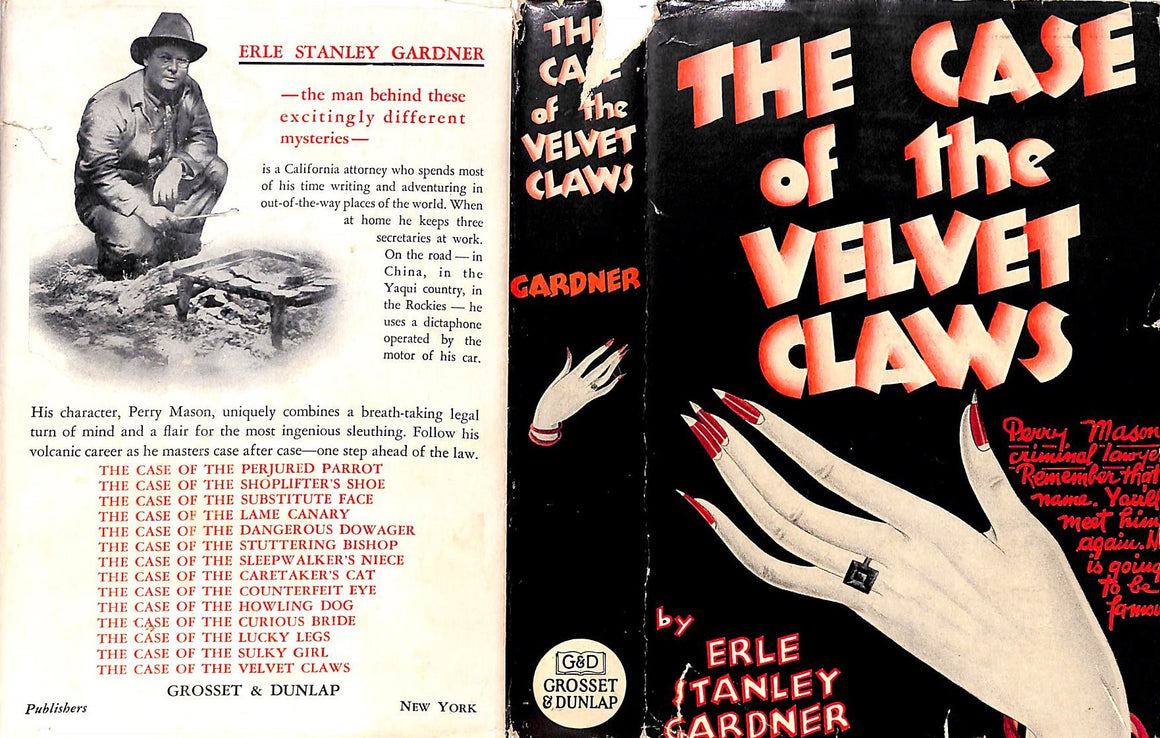 "The Case Of The Velvet Claws" 1933 GARDNER, Erle Stanley