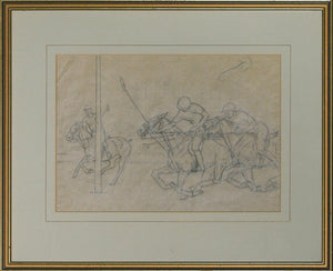 "Polo Match Pencil Drawing" by Kenneth Stevens MacIntire (1891-1979)