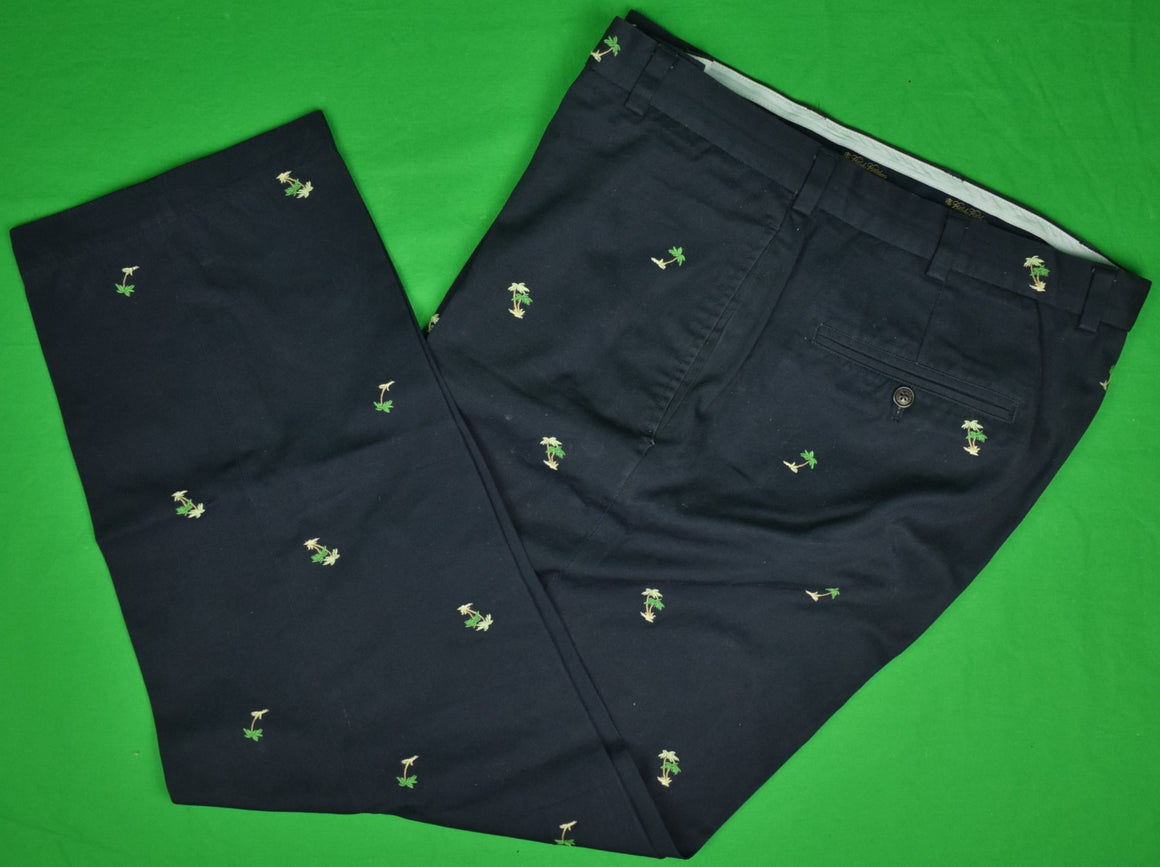 "Brooks Brothers Palm Tree Embroidered Cotton Twill Trousers" Sz: W38/ L32