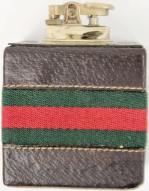 Gucci of Italy Cube Leather & Brass Lighter